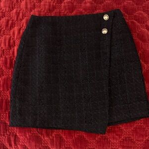 Nine West Black Mini Skirt with Gold Buttons